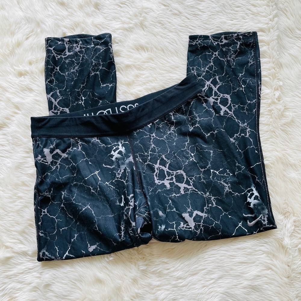 Nike Dri-Fit Black Grey Marble Leggings L B5